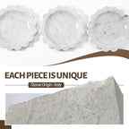 Koville 5.51" Scalloped Marble Tray, Round Stone Jewelry Trinket Dish for Ring, Natural Small Marble Tray for Bathroom Kitchen Dresser Countertop, Decorative Candle Tray(Bianco Carrara) - Image 3