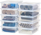 IRIS USA 10-Pack 28 Qt Storage Bins with Lids, Clear, Stackable by IRISUSA