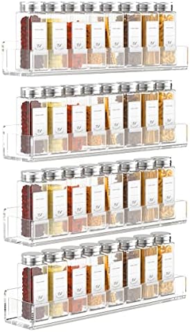 FEMELI Acrylic Wall Mount Spice Rack, 4 Pack 15 Inch by FEMELI