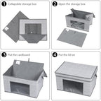 Univivi Fabric Storage Bins with Lids for Closet, 4 Pack, Grey - Image 5