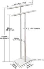 40 Inch Standing Towel Rack Double-T Shape Tall Bath Towel Sheet Holder with Marble Design Base for Bathroom Floor Next to Tub or Shower 2 Tier Towel Holder Stand Stainless Steel Brushed Nickel - Image 2