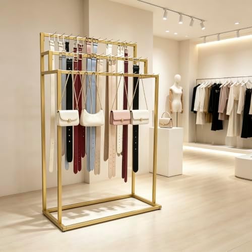 3 Layers Floor Mounted Belt Hanger, Gold Retail Display Tie Scarf Rack by kunghei