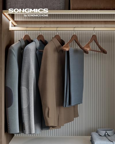 SONGMICS Wooden Suit Hangers 10 Pack, Extra-Wide Shoulder Clothes Hangers - Image 2