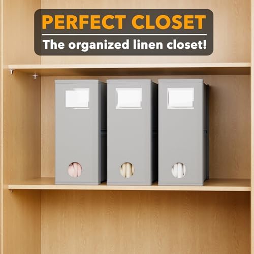 SpaceAid 3 Pack Bed Sheet Organizers and Storage, Foldable Sheet Organizer for Linen Closet, Sheets Set Folder Keeper with Window XL (Queen & King Size) Bedding Container (Gray, 3 Pack) - Image 5