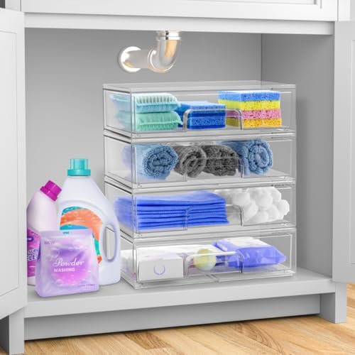 Sorbus Clear Stackable Storage Drawers (2 Pack, 12.1'' Wide) - Image 2