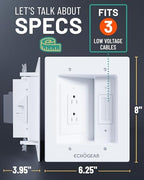 ECHOGEAR TV Cord Hider for Wall Mounted TV – Dual Outlet in-Wall Cable Management Kit for Power & Low Voltage Cables – Includes 6.25”L x 8”H x 3.95”D Module, Wall Template, Saw, 6ft Extension Cord - Image 3