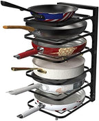 6-Tier Multifunctional Adjustable Pan & Pot Rack for Cabinet, Countertop Organizer, Pot Organizer for Kitchen Organization & Storage, Pot Lid Organizer (Black) by Supfirm