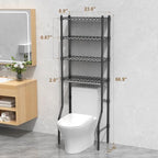 EAGMAK 4 Tier Over The Toilet Storage Rack, Bathroom Organizers and Storage Over Toilet with Adjustable Shelf and Basket, Above Toilet Storage Bathroom Cabinet for Small Space (Black) - Image 2