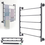 LYNICESHOP Wall Mounted Scarf Display Rack, 5-Tier Black Steel Organizer for Scarves, Belts & Towels, Modern Space-saving Design for Home and Shops (BLACK) by LYNICESOP