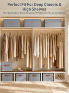 8 Pack Large Closet Storage Baskets Bins for Shelves, Collapsible Fabric Closet Organizers and Storage with Polyester Handles, Decorative Baskets for Organizing Clothes, Towels, Linen Closet 14"x10" - Image 3