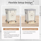 STORAGE MANIAC Commercial Laundry Hamper with Heavy Duty Steel Frame, 160 L Industrial Clothes Basket Cart with Wheels for Big Family, Home, Hotel, Laundry Room, 18''L x 18''W x 31''H, Medium Beige - Image 5