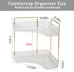 shuang qing 2-Tier Corner Bathroom Counter Organizer – Classic Storage Shelf for Makeup, Perfume & Toiletries, Space-Saving Countertop Tray Fits Bathroom, Dresser, Kitchen (Classic White) - Image 2