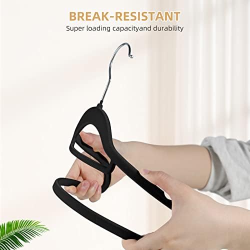 Velvet Non-Slip Hangers, Heavy-Duty Suit Hangers with 360° Swivel Hook for Space-Saving Storage - 20 Pack, Black - Image 6