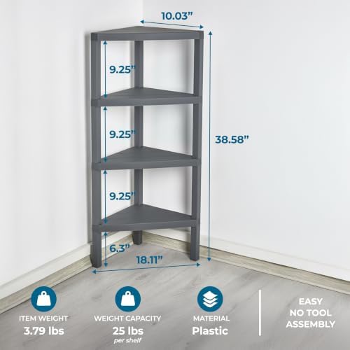 Honey-Can-Do Grey 4-Tier Corner Shelf - Image 2