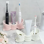 Bow Ceramic Toothbrush Holder, 3-Slot Cute Bathroom Toothbrush Organizer - Image 6