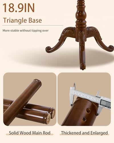 Wooden Coat Rack Freestanding, Solid Wood Coat Rack Stand with 13 Hooks, Mid-Century Modern Heavy Duty Coat Racks,Walnut Brown Standing Coat Jacket Hanger Clothes Tree Stand for Corner, Office - Image 2