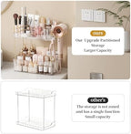 Bathroom Counter Organizer for Vanity, Makeup Organizer Countertop with Holder, Large Capacity Storage Rack, Perfect Large Skincare, Hair Care, Perfume, Easy to Install (Clear, 2Tiers) - Image 4
