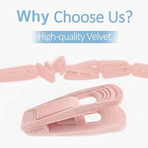 TOFIIGREM Light Pink Velvet Hanger Clips 60 PCS, Strong Finger Clips for Velvet Hangers, Skirt Hanger Clips Fit for Flocking Hangers - Image 2