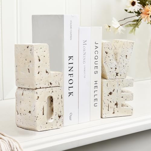 Book Ends Decorative with Love Design,Small Farmhouse Heavy Duty Bookends - Image 2