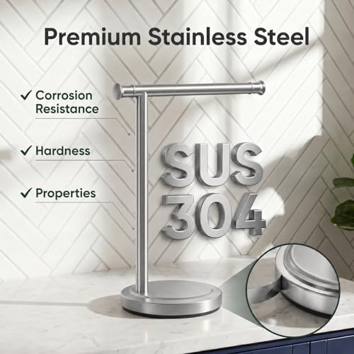 Hoimpro Hand Towel Holder Stand Towel Bar Rack Countertop Brushed Nickel - Image 5