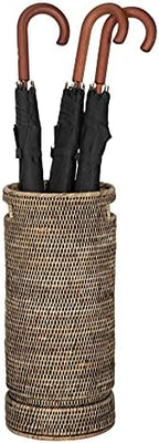 Kouboo La Jolla Round Rattan Umbrella Stand with Water Catch Black-Wash - Image 6