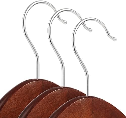 Casafield - 40 Walnut Wooden Suit Hangers - Premium Lotus Wood with Notches & Chrome Swivel Hook for Dress Clothes, Coats, Jackets, Pants, Shirts, Skirts - Image 2