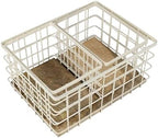 happimess Evvie 3-Piece Wire Metal Wood Nesting Baskets 15", Almond/Natural - Image 5