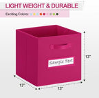 Fabric storage cubes (8 Pack) 13 Inch Cube Storage Bin, cube organizer bins with 8 Labels Window Cards & a Pen, Foldable cube organizer bins and Storage Box, Dark pink - Image 2