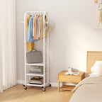 Dttwacoyh Clothing Rack with Wheels,Narrow Metal Garment Rack,White - Image 6