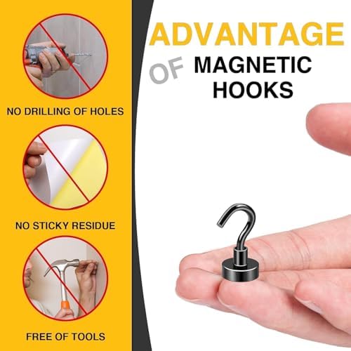 DIYMAG Magnetic Hooks, 30lbs 120pcs Cruise Cabin Essentials Heavy Duty Black - Image 3
