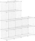 HUBSON Wire Cube Storage Organizer, Book/Toy/Craft/Potted Plants and petCloset Organizers and Storage Shelves, 12-Cube Freely Combinable Metal Grids Storage Shelf, White Iron by HUBSON
