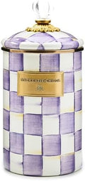 MACKENZIE-CHILDS Enamel Canister, Large, Purple-and-White Violet Check by Unknown