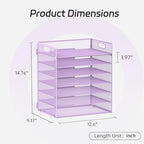 7 Tier Paper Organizer for Desk with Mesh Letter Trays and Handle Purple - Image 2