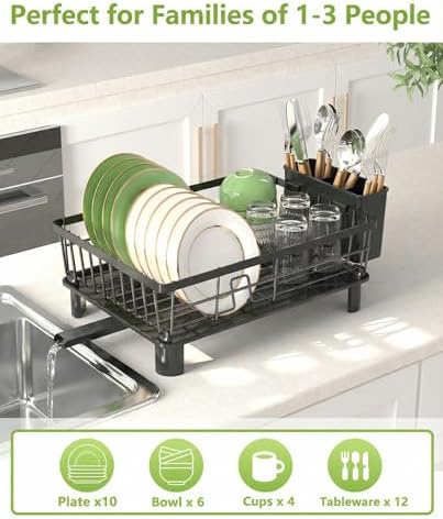 Dish Drying Rack for Kitchen Counter,Stainless Steel Drainers Rack with Detachable Cutlery Holder,Automatic Drainage System,Anti-Rust Dish Strainer Ideal for Families and Home - Image 6