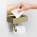 Day Moon™ - Toilet Paper Holder with Shelf & Storage - Wall Mount, Gold by DayMoonDesigns