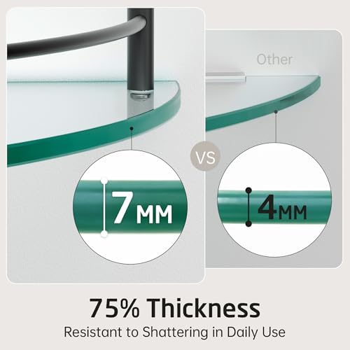 KES Bathroom Glass Corner Shelf Tempered Glass Shelf with Rail Wall Mount Corner Shelf SUS 304 Stainless Steel Matte Black 2 Pack, BGS2101A-BK-P2 - Image 5