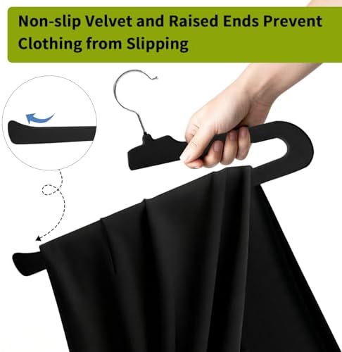 ManGotree Non Slip Velvet Pants Hangers Felt Jean Hangers 20 Pack Black - Image 5