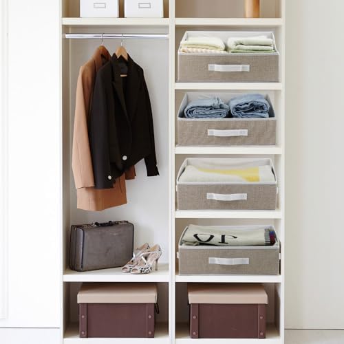 6 Pack Closet Storage Bins for Shelves, Shelf Baskets for Organization,Closet Organizers and Storage,Trapezoid Storage Bin Closet Shelf Organizer for Clothes,Toys,Towel,Book,Baby Clothing (6PC-Coffee) - Image 3