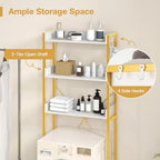 GIANTEX Over The Toilet Storage Shelf, 3-Tier Freestanding Space Saver Above Toilet with 4 Hooks, Adjustable Bottom Bar, Over Toilet Bathroom Organizer for Restroom, Laundry, Easy Assembly - Image 4