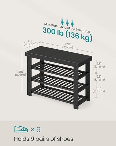 SONGMICS Shoe Rack Bench, 4 Tier Bamboo, 11.3 x 27.6 x 20.5 Inches - Image 2