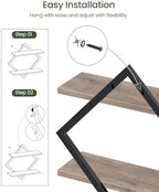 CHOEZON Floating Shelves for Wall, Set of 2 Wall Mounted Shelves, 2-Tier Hanging Shelves, for Living Room, Bedroom, Kitchen, Office, Study, Greige TBJ01P2BG - Image 5