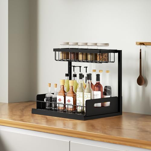 Under Sink Organizer and Storage, Slide Out Cabinet Organizer, Pull Out Sink Shelf for Kitchen Bathroom Laundry, 2 Pack Black - Image 5