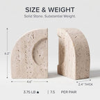 Travertine Book Ends, Decorative Stone Bookends for Shelves, Heavy Bookends - Image 5