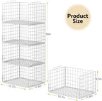 4-Tier Stackable Closet Organizers and Storage Basket - Foldable Closet Shelf Organizer System, Sturdy Metal Space-Saving Clothes Storage Bins for Wardrobe, White - Image 5