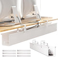 [Upgraded] Large Under Desk Cable Management Tray, Cinati Cable Management Under Desk No Drill, 42" Fabric Cord Hider for Wire Organizer, Cord Organizer for Office, Home - Supports Up to 30lbs White by Cinati
