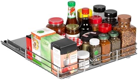 Pull Out Spice Rack for Cabinet, Spice Organizer 16 ⅜"W x 10 ⅜"D x 2 ¾"H by HOLDN%E2%80%99STORAGE