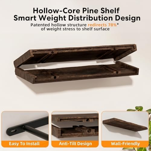 Organic Wavy Edge Floating Shelves,Hidden Brackets,2 Pack 36 in - Image 7