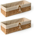 Tank Topper Storage Baskets - Woven Wicker Basket for Toilet Paper Holder, Baskets for Vanity, Bathroom, Pantry Organizing, or Coffee Table Decor Pack of 02 Waterhyacinth by KOKODOHOMEPROJECT