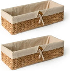 Tank Topper Storage Baskets - Woven Wicker Basket for Toilet Paper Holder, Baskets for Vanity, Bathroom, Pantry Organizing, or Coffee Table Decor Pack of 02 Waterhyacinth by KOKODOHOMEPROJECT