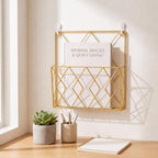 6 Pack Hanging Wall File Organizer, Wall Mount Magazine Rack Metal, Gold - Image 4